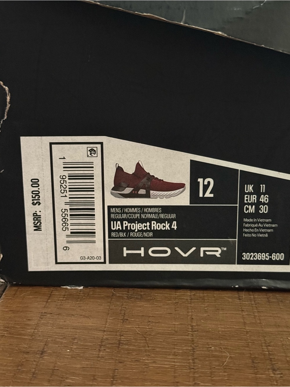 Under Armour Project Rock 4 Men’s Training Shoes - Maroon/Black - Picture 5 of 5